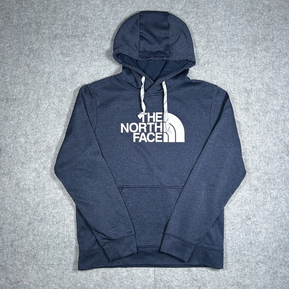 The North Face Hoodie Mens Medium Blue Half Dome Logo Pullover Fleece Sweatshirt